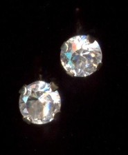 14K Solid Yellow Gold 3mm Round Clear Crystal CZ Solitaire Stud Earrings hy
