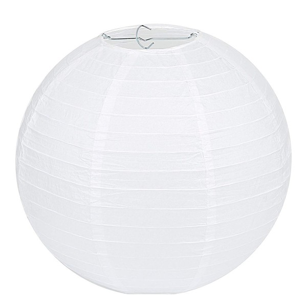 Lampenschirm Rund Weiß Papier Laterne Deko Hochzeit Party Garten 30 Cm 12 Zoll-image