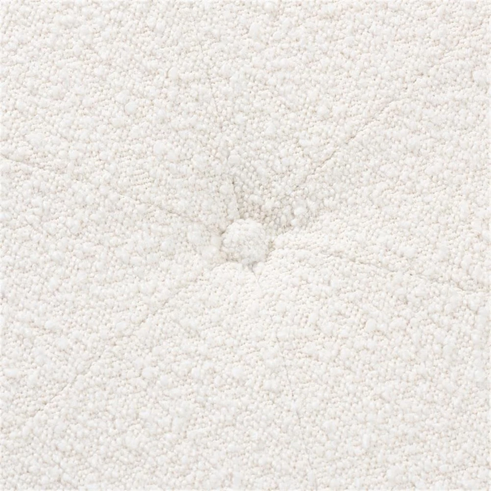 Baxton Studio Theo Cream Boucle Fabric and Brown Rubberwood Ottoman Footstool - Image 4 of 4