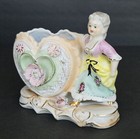 Vintage Porcelain Victorian Lady w Heart  Foral APPLIQUES PLANTER Vase — photo 3