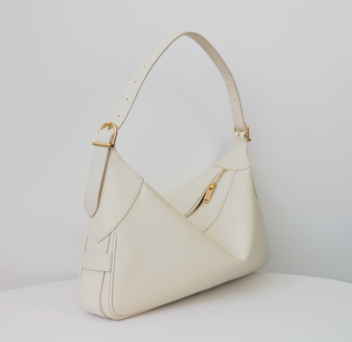 $2400 Celine Romy Bag Medium Ivory Calfskin Leather Gold HW Ladies Handbag