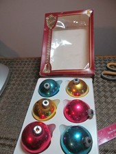6 GLASS CHRISTMAS ORNAMENTS RAUNCH VICTORIA USA SOLID COLORS MADE IN USA