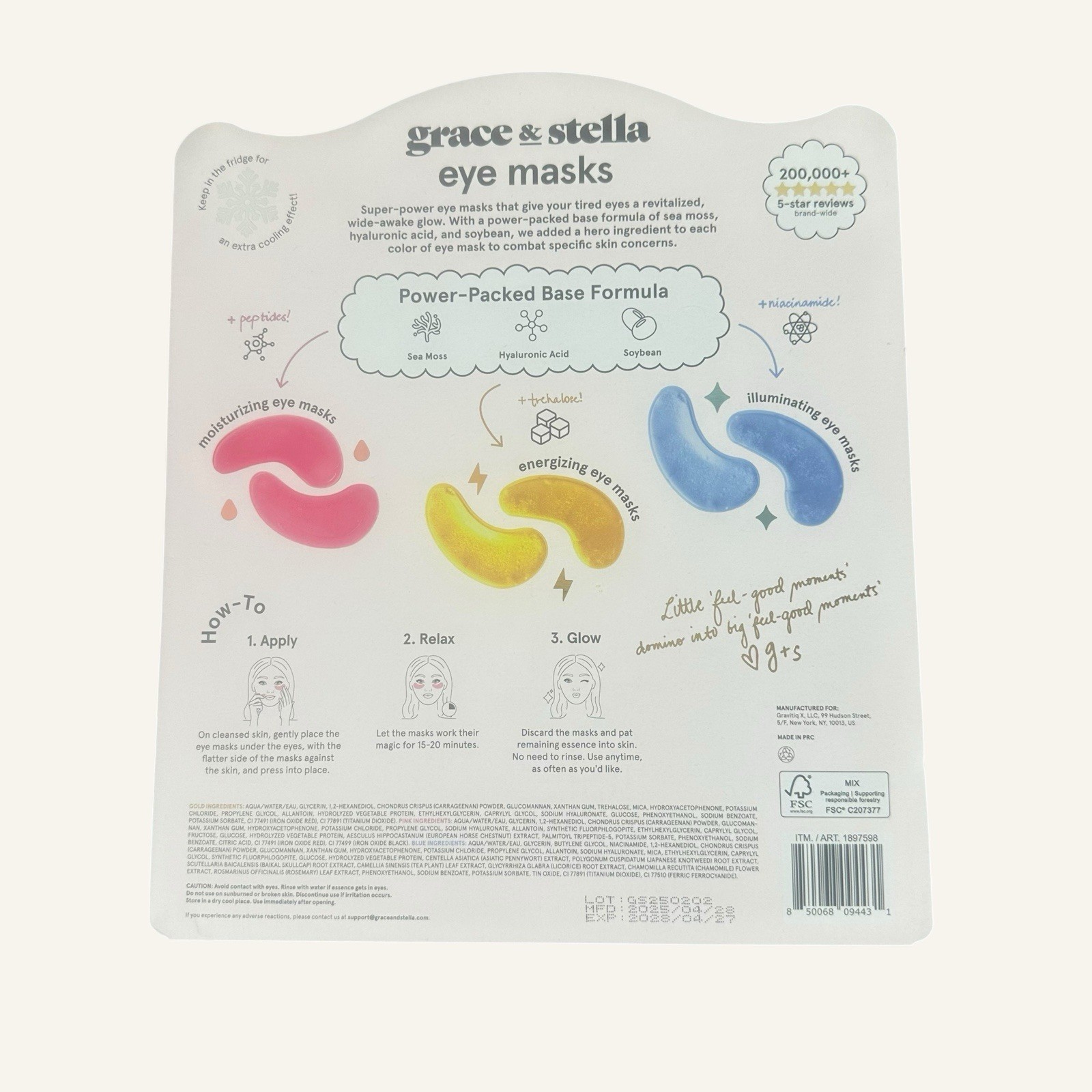 Grace and Stella Energizing Eye masks 24 Pairs  Expiration 4/27 New Sealed Box