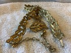 VTG 1970’s Set 11” Long Necklace & 1.5” Matching Gold Tone Earrings Ribbed Leaf — photo 6