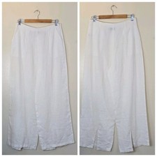 White Linen Wide Leg Pants Womens 10 High Rise Coastal Beach Minimalist