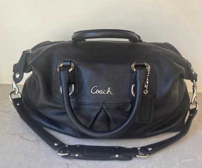 Coach F15447 Ashley Black Leather Convertible Satchel Shoulder Bag