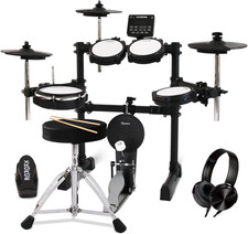 Electronic Drum Set Electric Drum Kit with 4 Quiet Mesh Pads and 6" Kick Drum
