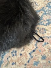 Genuine Fox Fur Muff Hand Warmer with Pocket Black Wristlet