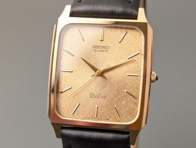 1983 SEIKO Dolce 7731-5110 Gold Dial Quartz Men's Watch Vintage
