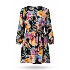 Vero Moda Curve Floral Shirt Dress Womens 16 Black Multicolor