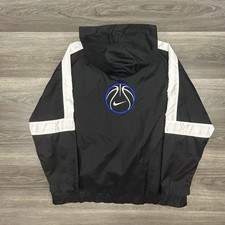 Vintage Nike Jacket Boys XL Mens Medium Black Hooded Windbreaker Basketball 90s