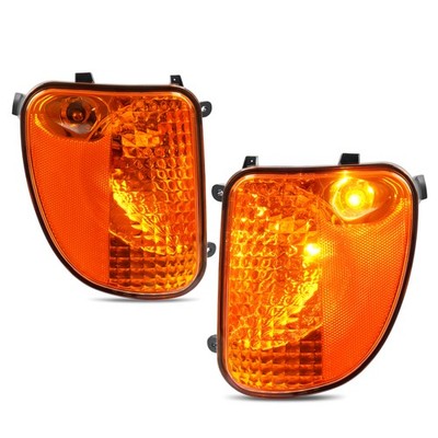 Pair Amber Lens Side Marker Light Turn Signal Lamp W/Bulbs For