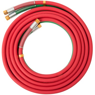Oxy Acetylene Grade T Welding Hose 3/16'' B Fittings + Strain Relief Set 1YR U...