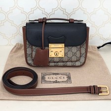 GUCCI 658487 Padlock Small GG Supreme Shoulder Crossbody Bag Brown