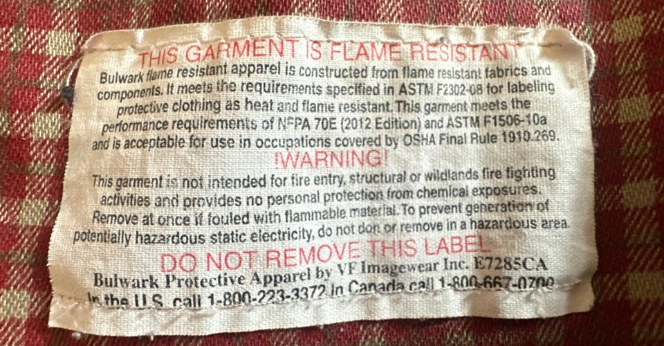 Bulwark Protective Apparel Men’s XL Plaid Button Down Flame Resistant Work Shirt - Image 3 of 4