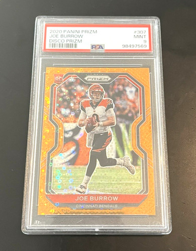 PSA 9 2020 Panini Prizm ORANGE DISCO SP Joe Burrow Rookie RC COLOR MATCH