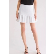 Veronica Beard Kemble White Floral Jacquard Ruffle Mini Skirt Sz 4 NWT Preppy