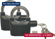 2PCS 110dB Alarm Padlock Anti-Theft Security Lock with 3 Keys Bike Door Gate