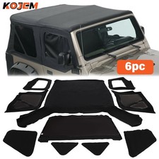 Front Rear Soft Top Upper Door Skins Diamond Black For 97-06 Wrangler Tj 2 Dr
