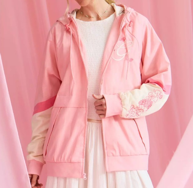 Wicked Glinda Windbreaker Jacket Woman's XL Floral Hooded Oz