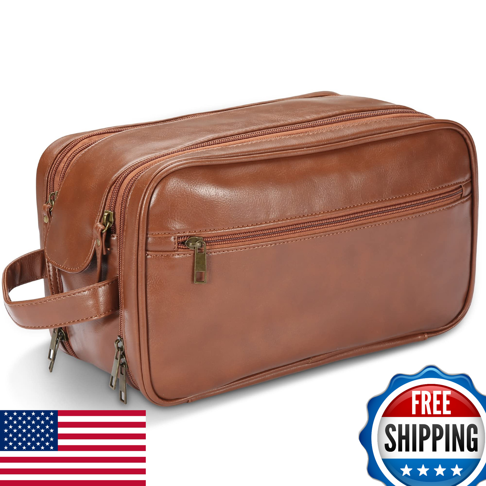 BNSPOCKET Personalized Leather Toiletry Bag for Men - Travel