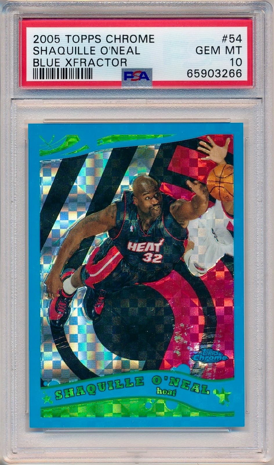 SHAQUILLE O’NEAL 2005-06 Topps CHROME Blue XFRACTOR /90 #54 PSA 10 GEM MINT