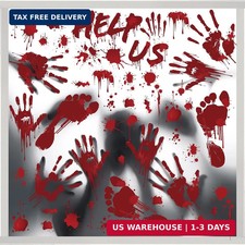 9 Sheet Bloody Handprint Window Clings, Scary Halloween Decorations Window Cling
