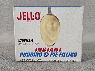 Vintage Vanilla Jell-O Brand Instant Pudding & Pie Filling Box 3.75 OZ. Sealed