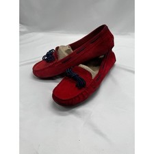 UGG Australia Red Suede Leather Sheepskin Lined Driving Moccasin Slippers 9