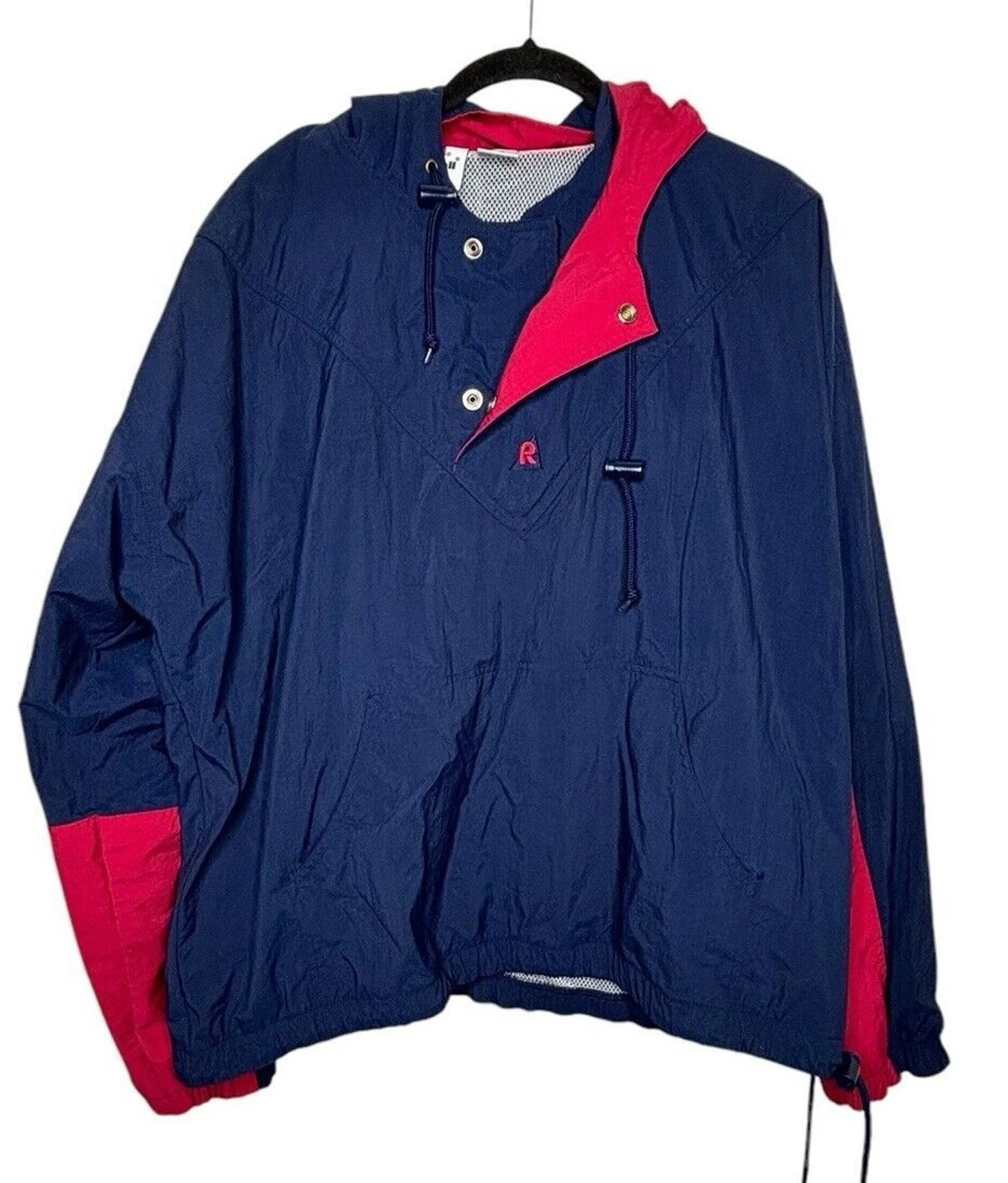 Vintage 90s Riddell Jacket High Vented Colorblock 1/4 Zip Spellout Size XL Blue