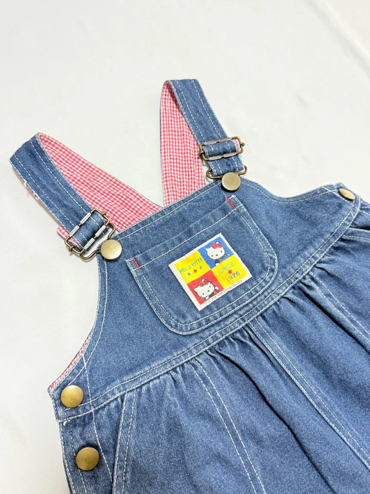 Sanrio Hello Kitty Denim Overalls 12-18m Girls Baby Clothes Retro Japan - Image 2 of 4