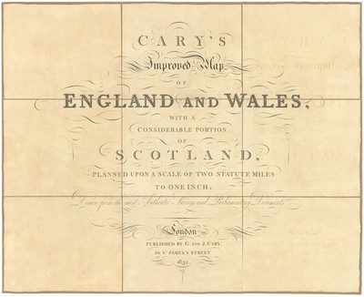 ''Cary's Improved Map of England and Wales '' Title map. G & J Cary 1832 print