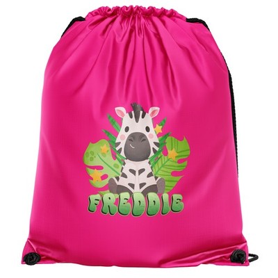 Personalisierte Kinder Tasche Zebra Kordelzug mit individuellem Namen Jungen Mädchen Safari Design