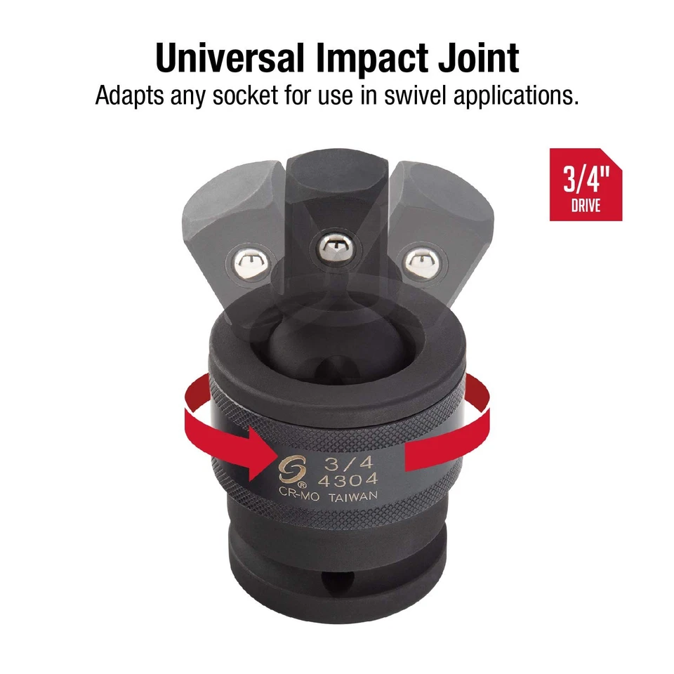 4304, 3/4 Inch Drive, Universal Impact Joint, Cr-Mo Steel, Radius Corner Desi... - Image 2 of 4