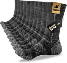 Men's Cotton Crew Work Socks, 5 Pairs Cushioned Boot Moisture Athletic Socks for