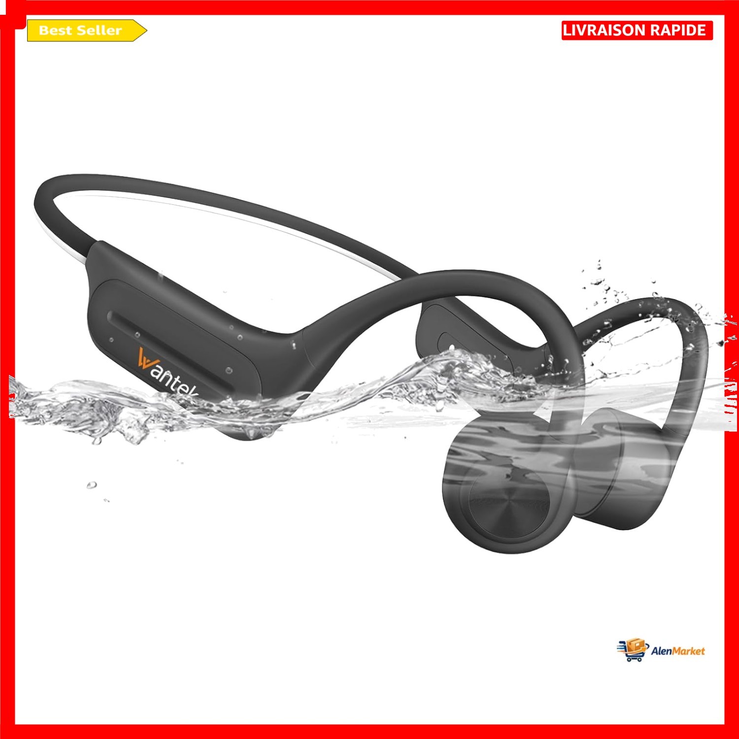 Casque conduction osseuse bluetooth 5.3 Wantek écouteur sport sans fil