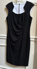 Calvin Klein‎ Dress Black  Ruched Sheath Office Cocktail Holiday Party Sz 10