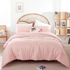 Blush Pink Full Bed Comforter Set Full Size Comforter Modern 3PCS Microfiber
