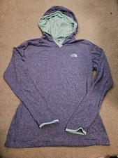 Girls Size Small Long Sleeve Heathered Purple Hooded North Face Shirt