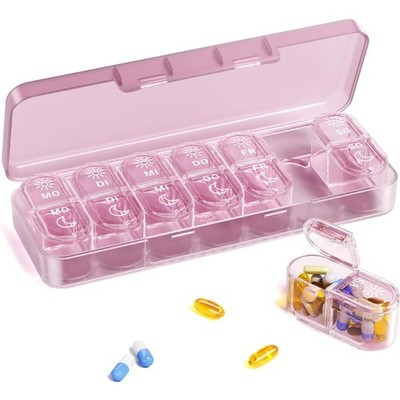 Tablettendispenser, 7-Tage Pillenbox 2-mal täglich,  Tablettenbox, Medikament...