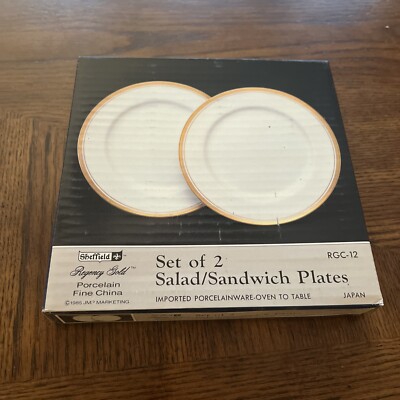 Sheffield Rgc-12 Regency Gold Vintage 1985 Set 2 Salad Sandwich Plates Japan C2