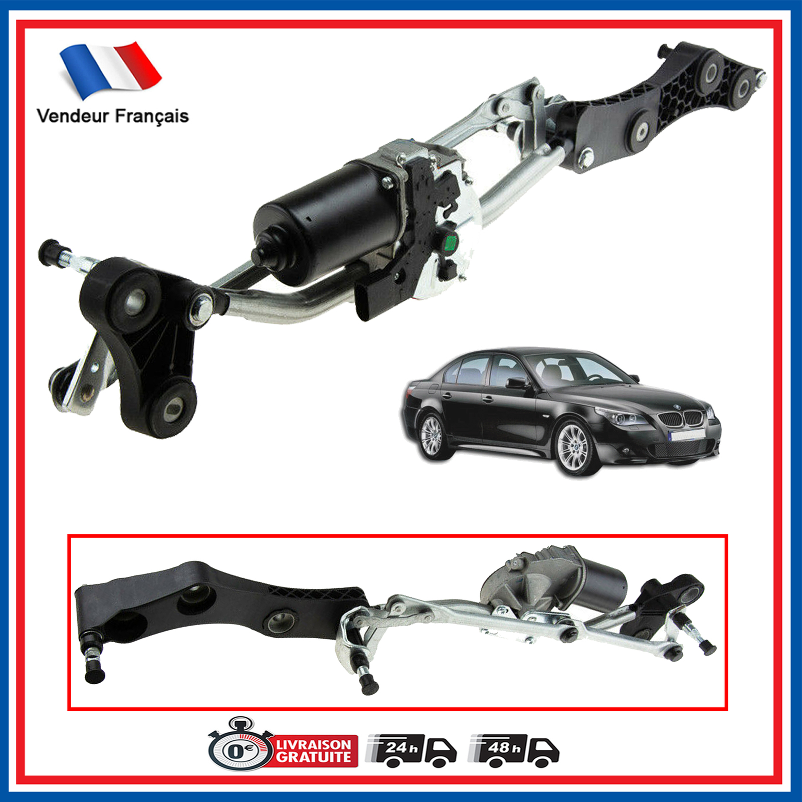 Mécanisme moteur essuie-glace avant Série 5 Touring break référence 6987475