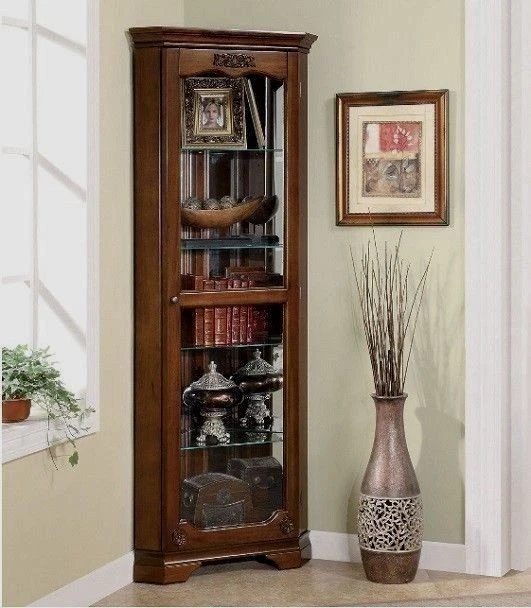 Vintage corner curio sale cabinet