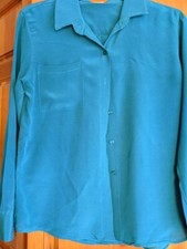 Silk Blouse /Top - Hunter Green Long Sleeve Small Women's New