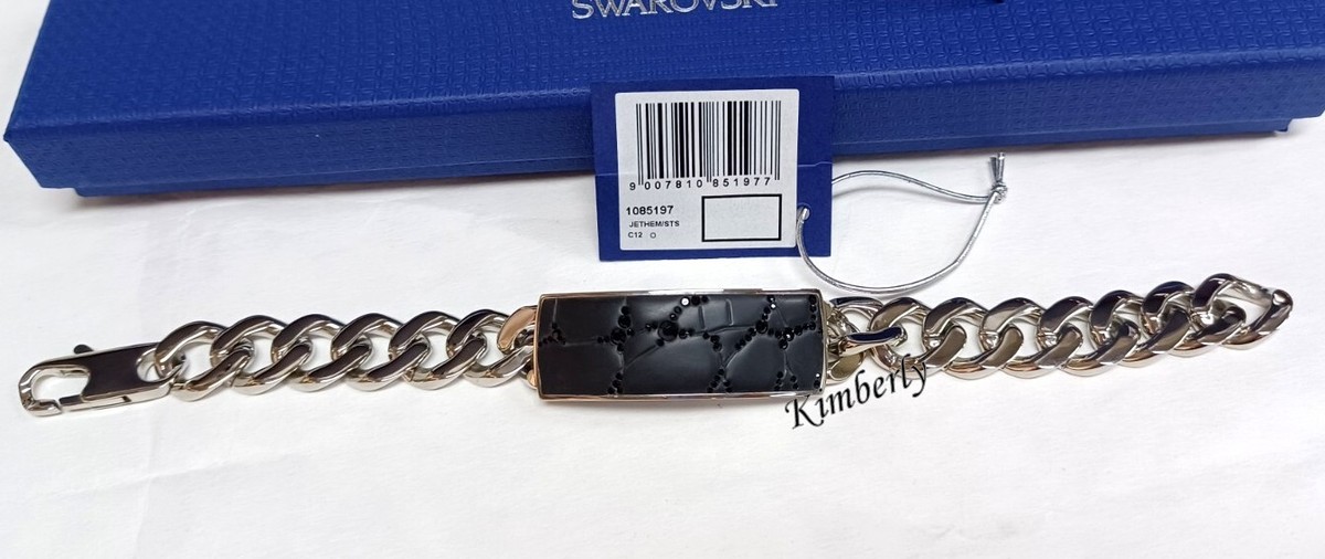 Swarovski Nevada Bracelet Crocodile Print Men/Unisex Jet