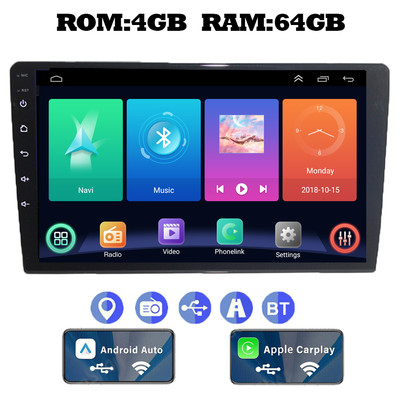 10in 64G Carpaly Android 13 WiFi Car Stereo Radio SWC GPS Navigation BT