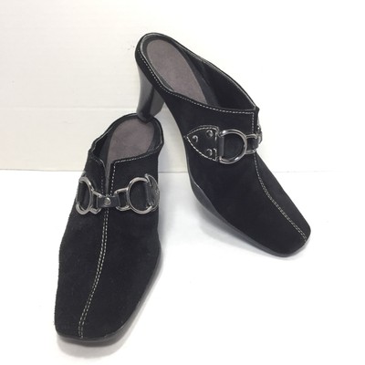 black slip on mules
