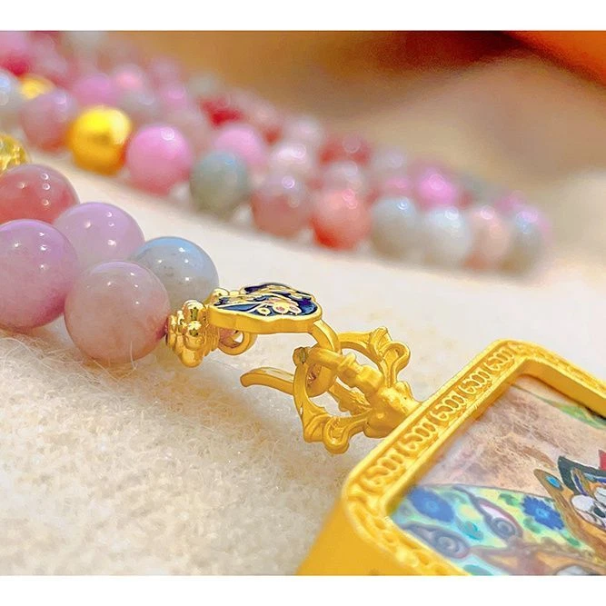 Collar Colgante Tibetano Thangkazakiram Rosa Cuentas Wenwan Foto 3 de 4