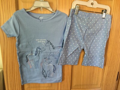 New Carter's Girls Unicorn Pajama Snug fit Shorts Blue