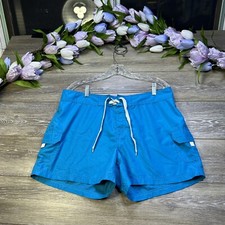 Kanu Surf Board Trunks Size 14 Cargo Pockets Blue Swim Shorts Women